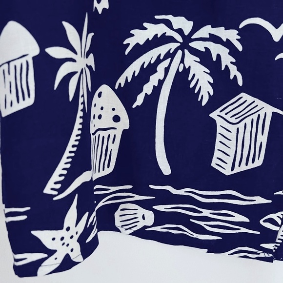 C&C California Hawaiian Novelty Beachy Print Linen Blend Button Down Shirt NEW - Picture 9 of 13